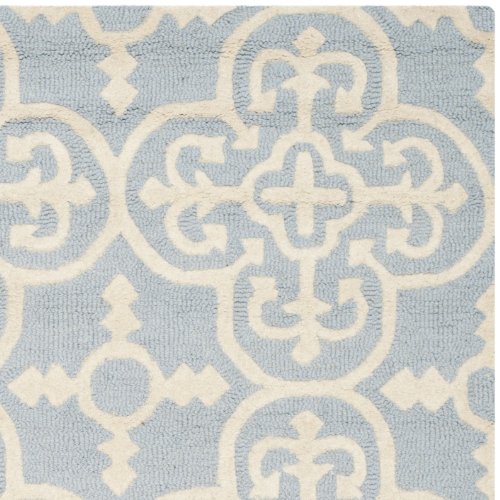 Safavieh Cambridge Collection CAM133A Handmade Moroccan Wool Area Rug, 8' Square, Light Blue/Ivory