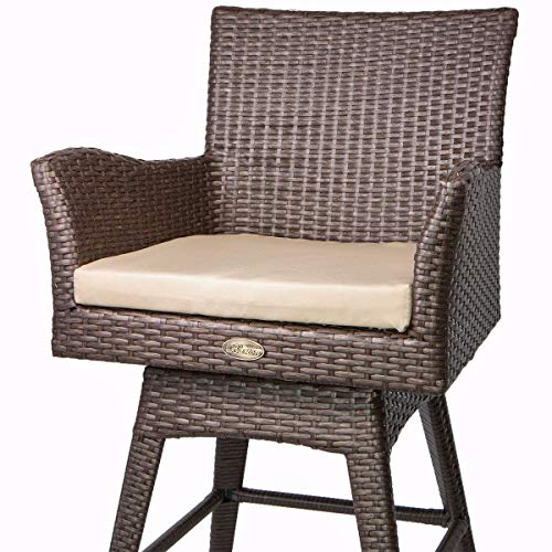 Barton Outdoor Patio Swivel Bar Stool Armrest with Footrest Rattan Crawford Sunbrella Weather-Resistant Fabric Cushion (Set of 2)