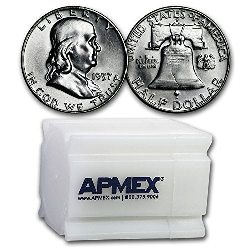 1957 D Franklin Half Dollar 20-Coin Roll BU Half Dollar Brilliant Uncirculated