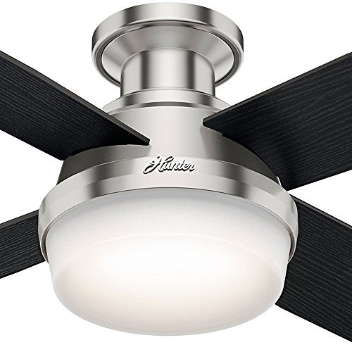 Hunter Fan Company 59241 Hunter 52" Dempsey Low Profile Brushed Nickel Ceiling Fan with Light and Remote