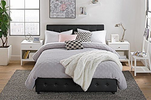 DHP Cambridge Bed with Storage, Full Size Frame, Upholstered, Gray Velvet