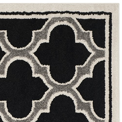 SAFAVIEH Amherst Collection AMT412G Moroccan Geometric Non-Shedding Living Room Bedroom Dining Home Office Area Rug, 7' x 7' Square, Anthracite / Ivory