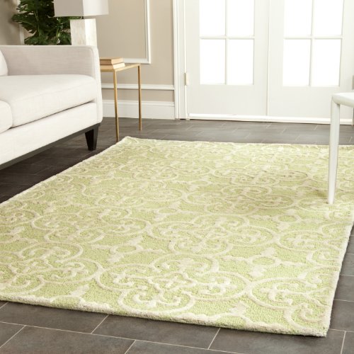 Safavieh Cambridge Collection CAM133B Handmade Moroccan Wool Area Rug, 6' x 9', Light Green/Ivory