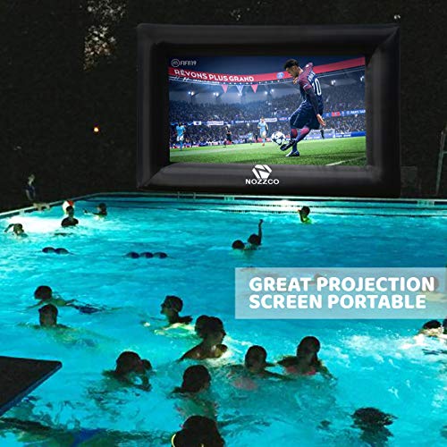 Outdoor Movie Screen – 16 FT Inflatable Projector Screen – Family Screen Tent + Printable Party Theme Movie Ticker Templates – Lightweight & Easy to Inflate – Family Pool Canvas Tent by Nozzco