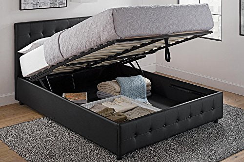 DHP Cambridge Bed with Storage, Full Size Frame, Upholstered, Gray Velvet