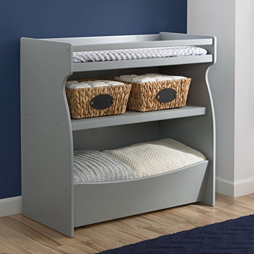 Delta Children 2-in-1 Changing Table and Storage Unit with Changing Pad, Grey