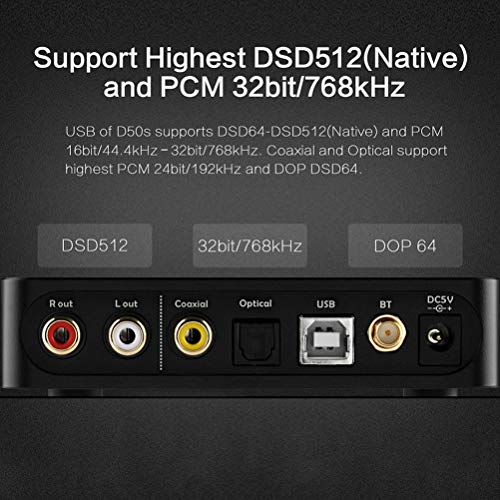 Topping D50s Hi-Res Audio DAC Bluetooth 5.0 Decoder 768Khz LDAC Version OPA1612 USB Opt Coax Input W/ Remote