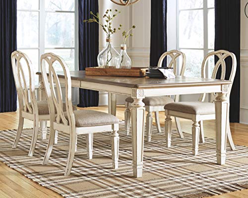 Signature Design by Ashley Realyn French Country Dining Extension Table, Seats up to 8, Chipped White