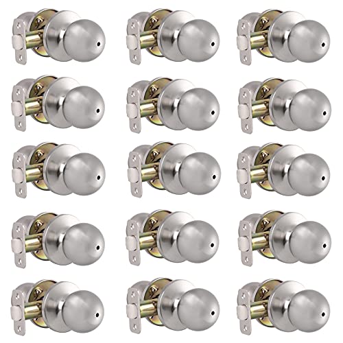 15 Pack Privacy Door Handle Satin Nickel Finish Interior Bed/Bathroom Keyless Lockset Ball Shape