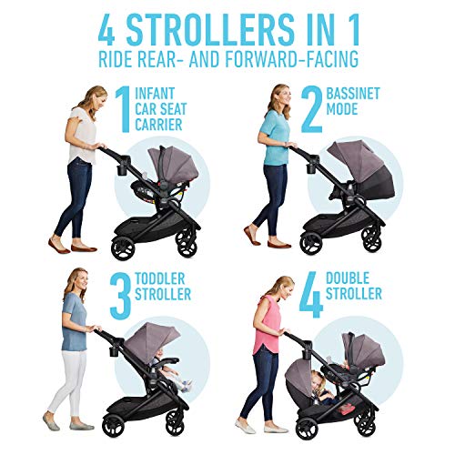 Graco Modes2Grow Travel System | Includes Modes2Grow Stroller and SnugRide SnugLock 35 Infant Car Seat, Kinley