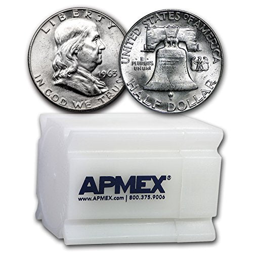 1963 Franklin Half Dollar 20-Coin Roll BU Half Dollar Brilliant Uncirculated