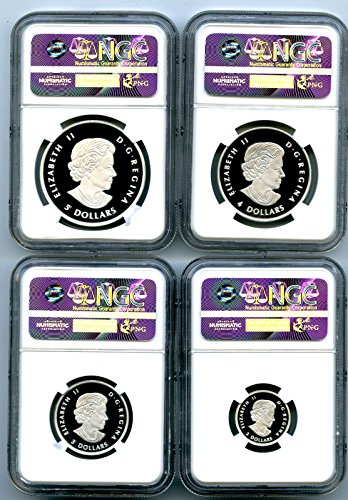 2016 Canada 4 Coin Silver Proof The Wolf Set UCAM First Releases NGC PF70