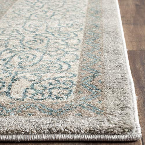 Safavieh Sofia Collection SOF365A Vintage Light Grey and Blue Center Medallion Distressed Area Rug (9' x 12')