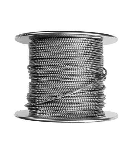 Laureola 1/16" Galvanized Steel Aircraft Wire Rope 7x7-250ft, 500ft, 1000ft (2500 ft)