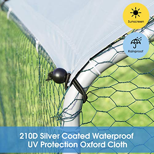 Large Metal Chicken Run, Walk-in Chicken Coop with Waterproof Cover Poultry Enclosure Hen Cage Run House Rabbits