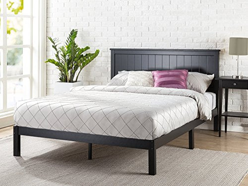 Zinus Santiago Wood Cottage Style Platform Bed with Headboard / No Box Spring Needed / Wood Slat Support, Queen