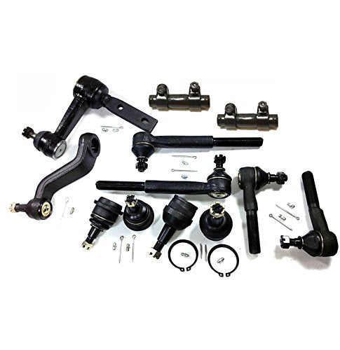 12 Pc Suspension Kit Adjusting Sleeves Inner & Outer Tie Rod Ends Upper & Lower Ball Joints Idler & Pitman Arms