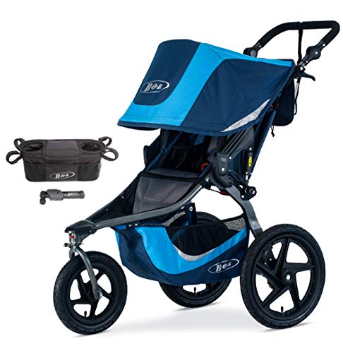 BOB Revolution Flex 3.0 Jogging Stroller, Glacier Blue with Handlebar Console and Tire Pump