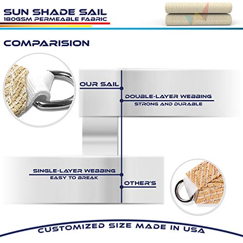 Windscreen4less 24' x 24' x 34' Right Triangle Sun Shade Sail with 8 inch Hardware Kit - Wide Grey Stripes/White Stripes Durable UV Shelter Canopy for Patio Outdoor Backyard - Custom