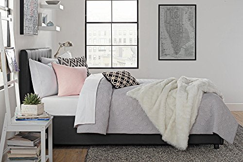 DHP Cambridge Bed with Storage, Full Size Frame, Upholstered, Gray Velvet