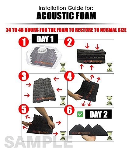 Acepunch 8 Pack Black Bass Trap Acoustic Foam Panel DIY Design Studio Soundproofing Wall Tiles Sound Insulation 11.8" x 11.8" x 19.6" AP1036