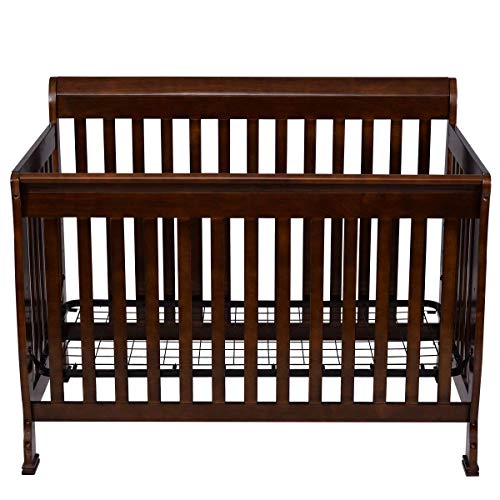 Costzon Baby Convertible Crib, Solid Wood Construction Toddler Nursery Bed (Espresso)