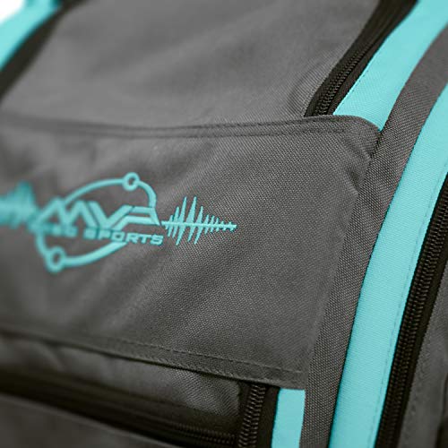 MVP Disc Sports Voyager Pro Backpack Disc Golf Bag (Version 2) with Forcefield Rainfly Gray/Aqua