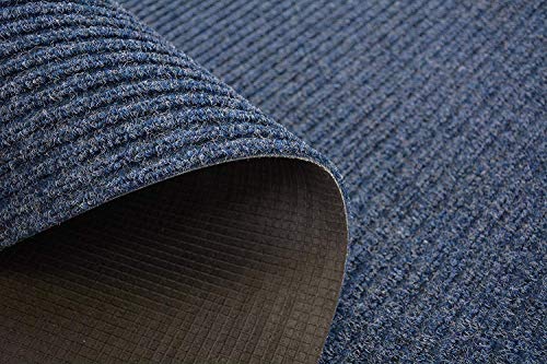 Tough Collection Custom Size Roll Runner Blue 27 in or 36 in Wide x Your Length Choice Slip Resistant Rubber Back Area Rugs and Runners (Blue, 36 in x 12 ft)