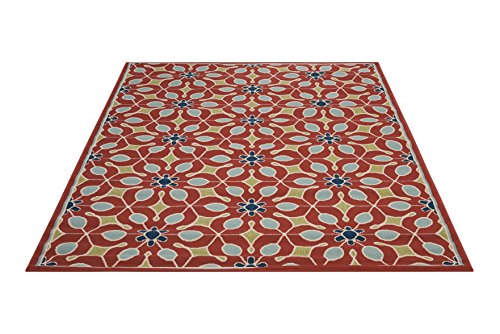 Nourison CRB05 Caribbean Indoor Outdoor Area Rug, 7'10" x 10'6", Rust Red