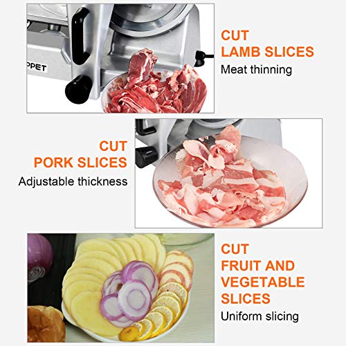 KUPPET Meat Slicer Electric Deli Removable 8'' Stainless Steel Blade & Food Carriage Adjustable Thickness Commercial Machine