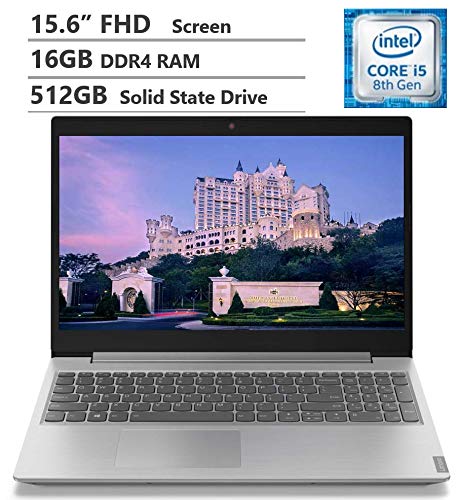 Lenovo Ideapad L340 15.6" FHD TN Anti-Glare LCD Laptop, Intel Core i5-8265U Processor up to 3.9GHz, 16GB RAM, 512GB Solid State Drive, HDMI, USB 3.0x2. USB 3.0 Type C x1, DVD, Windows 10, Gray/Silver