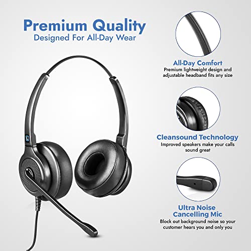 Leitner LH255XL | USB Headset with Microphone for PC | Call Center Headset with Microphone for VoIP Softphone Systems | Computer Headset with Microphone for Work | Office Headset for PC