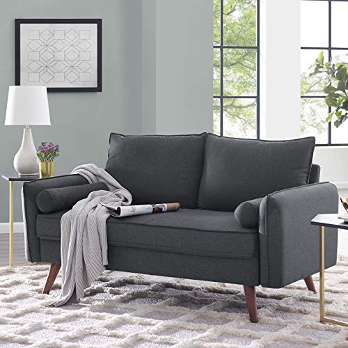 Modway Revive Contemporary Modern Fabric Upholstered Loveseat In Gray