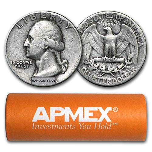 1932-1964 90% Silver Washington Quarters 40-Coin Roll Avg Circ Quarter Very Good