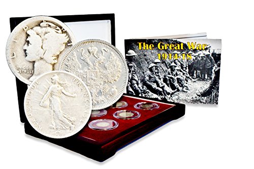 1914 WW I The Great War: 1914-18, A Collection of Six Silver Coins Set In Beautiful Box With Story Card And Certificate Good