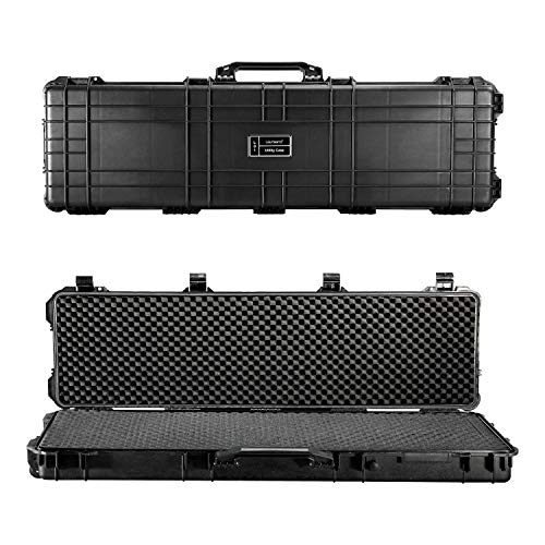 Lauraland 53 Inch Carrying Rifle Case, All Weather Water-Proof Safety Hard Gun Case with Foam with Wheels and Cuttable Foam