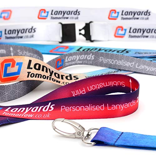 100x Personalized Lanyard by Lanyards Tomorrow | Full-Colour Dye Sublimation Design Your OWN Customized Neck Straps ADD Logo and Text - with Breakaway and Metal Clip 15mm 1.5cm Width