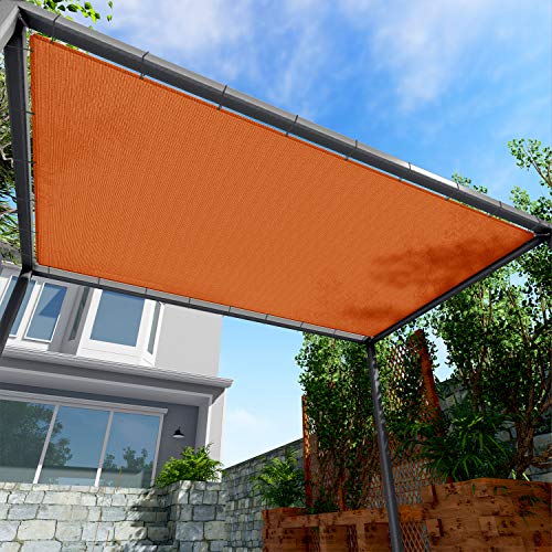 Windscreen4less Straight Edge Sun Shade Sail,Rectangle Outdoor Shade Cloth Pergola Cover UV Block Fabric 180GSM - Custom Size Orange 16' X 23'