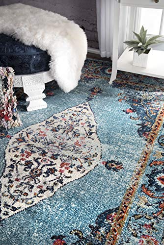 nuLOOM Veronica Vintage Distressed Area Rug, 7' 10" x 11', Aqua