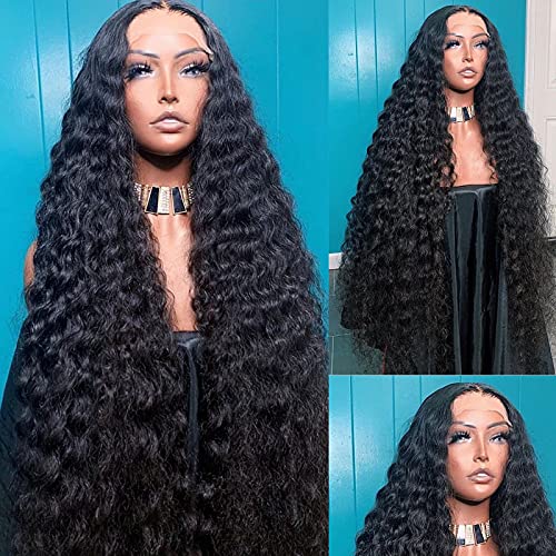 13x6 26 Inch Lace Front Wigs Human Hair Water Wave Lace Frontal Wigs with Baby Hair Brazilian Virgin Deep Curly Wet and Wavy Human Hair Wigs For Black Women Lace Frontal Wigs Pre plucked 150% Density (26 Inch, 13x6 Water)