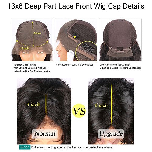 13x6 Lace Front Wigs Human Hair Wigs Wet and Wavy Baby Hair Pre Plucked Glueless Lace Wigs Short Bob Wigs For Black Women (16 inch with 150% density)