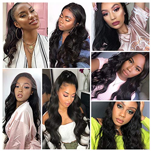 Lace Front Human Hair Wigs for Women Pre Plucked Hairline 150% Denisty Brazilian Body Wave Lace Front Wigs with Baby Hair Natural Color (24Inch)