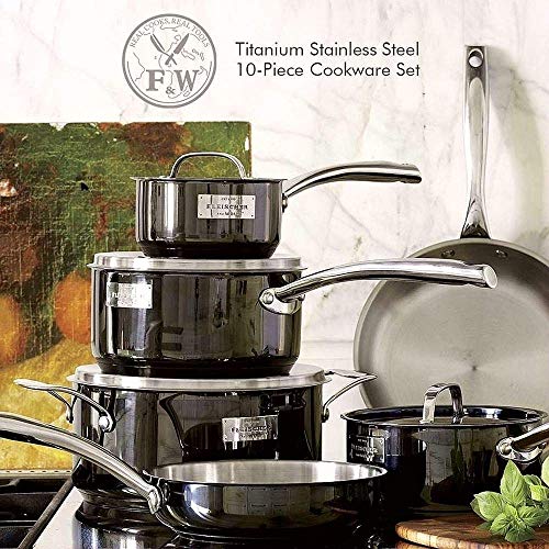 Fleischer & Wolf Hard Anodized Dishwasher & Oven Safe PFOA Free Cookware Sets 10-Piece, Black Titanium Coated Stainless Steel Induction Compatible