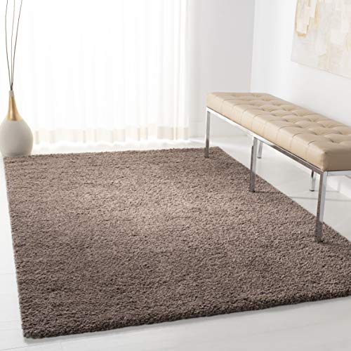 Safavieh August Shag Collection AUG900R Solid 1.2-inch Thick Area Rug, 8'6" x 8'6" Square, Taupe