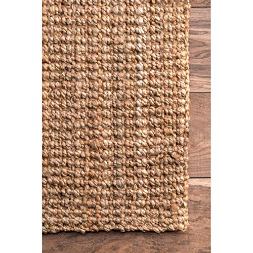 nuLOOM Ashli Handwoven Solid Jute Rug, 8' 6" x 11' 6", Natural