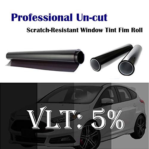 MKBROTHER 5% VLT 36" in x 100' Ft (36in x 1200in) Heat & UV Block Professional Window Tint Adhesive Film Auto Car