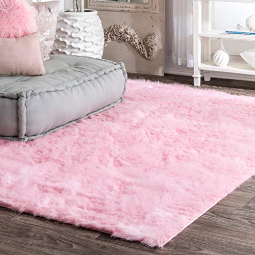 nuLOOM Cloud Faux Sheepskin Soft & Plush Shag Rug, 7' 6" x 9' 6", Pink