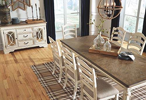 Signature Design by Ashley Realyn French Country Dining Extension Table, Seats up to 8, Chipped White