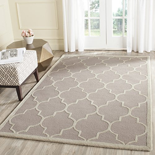 Safavieh Cambridge Collection CAM134J Handmade Moroccan Wool Area Rug, 8' x 8' Square, Beige/Ivory