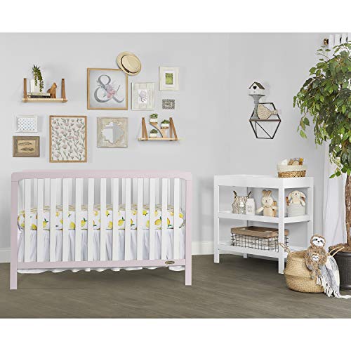 Dream On Me Ridgefield 5 in 1 Convertible Crib in Blush Pink & White